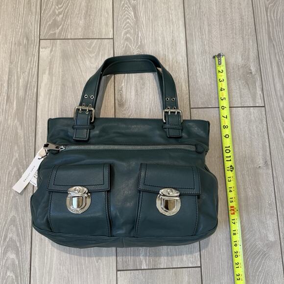 Marc Jacobs Stella Leather Tote Shoulder Handbag Purse Peacock Blue Silver New - Picture 16 of 16